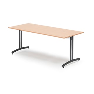 Valgomojo stalas SANNA, 1800x800x720 mm, juodas/bukas