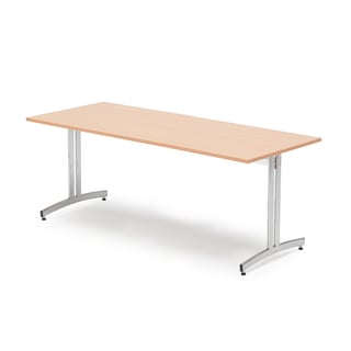 Canteen table SANNA, 1800x800x720 mm, chrome/beech