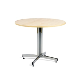 Round canteen table SANNA, Ø900x720 mm, chrome/birch
