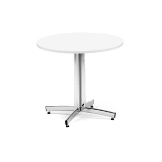 Okrągły stół do stołówki SANNA, Ø900x720 mm, chrom/biały