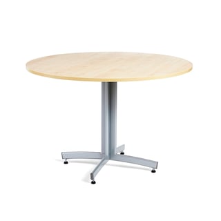 Round canteen table SANNA, Ø1100x720 mm, silver/birch