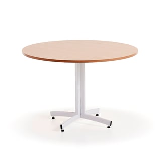 Round canteen table SANNA, Ø1100x720 mm, white/beech