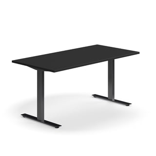 Skrivebord QBUS, T-stativ, L1600 B800 mm, svart, svart