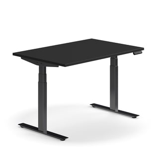 Skrivebord QBUS, hev/senk, L1200 B800 mm, svart, svart