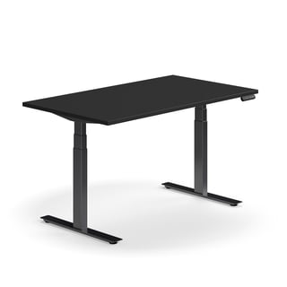 Skrivebord QBUS, hev/senk, L1400 B800 mm, svart, svart