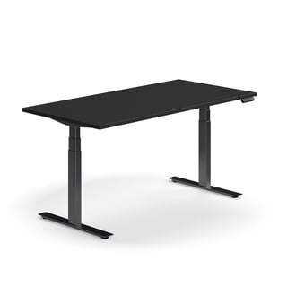 Schreibtisch QBUS, höhenverstellbar, 1600x800 mm, schwarz/ schwarz