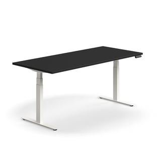 Dvižna pisalna miza QBUS, ravna, 1800x800 mm, beli okvir, črna