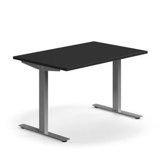 Schreibtisch QBUS, 1200x800 mm, T-Fuß-Gestell, silber/schwarz