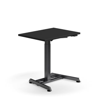 Skrivebord QBUS, hev/senk, L800 B600 mm, svart, svart