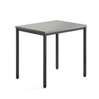 Biroja galds QBUS, 4 kājas, 800x600 mm, melns rāmis, gaiši pelēks