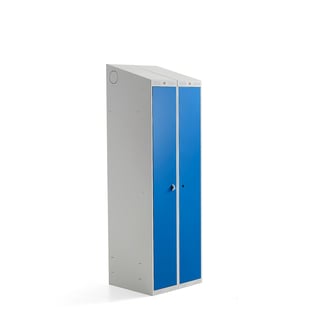Šatní skříňka CLASSIC COMBO, 1 sekce, 1900x600x550 mm, šedá/modré dveře