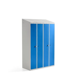 Omklædningsskab CLASSIC COMBO, 2 sektioner, 4 døre, 1900x600x550 mm, blå
