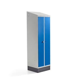 Šatní skříňka CLASSIC COMBO, 1 sekce, 2 boxy, 2050x600x550 mm, sokl, modré dveře