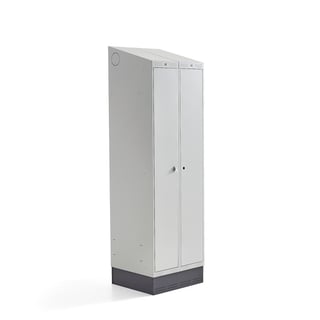 Šatňová skrinka CLASSIC COMBO, so soklom, 2 dvere, 2050x600x550 mm, šedá