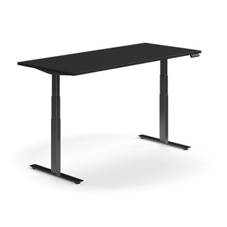 Dvižna pisalna miza QBUS, ravna, 1800x800 mm, črni okvir, črna