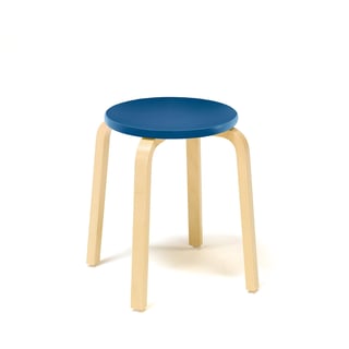 Wooden stool NEMO, H 430 mm, birch, blue