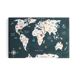 Panel akustyczny IMAGE, mapa świata, 1200x800 mm