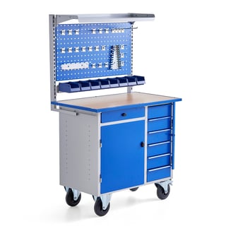 Workbench FLEX with complete rear assembly, mobile, 7 drawers