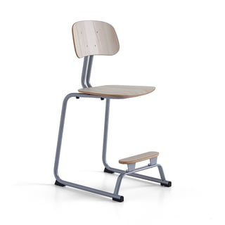 Školská stolička YNGVE, lyžinová podnož, strieborná, jaseň, V 610 mm