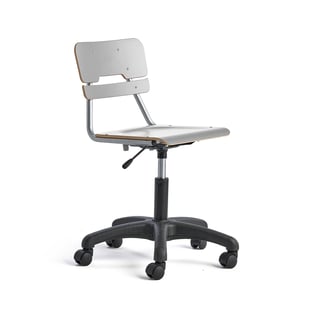 Stuhl LEGERE höhenverstellbar, kleine Sitzfläche, mit Rollen, H 430-550 mm, grau