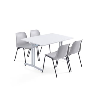 Zestaw mebli SANNA + SIERRA, 1 stół i 4 krzesła, szary/czarny