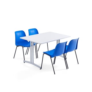 Möbelgrupp SANNA + SIERRA,1 bord, 4 stolar, blå/svart