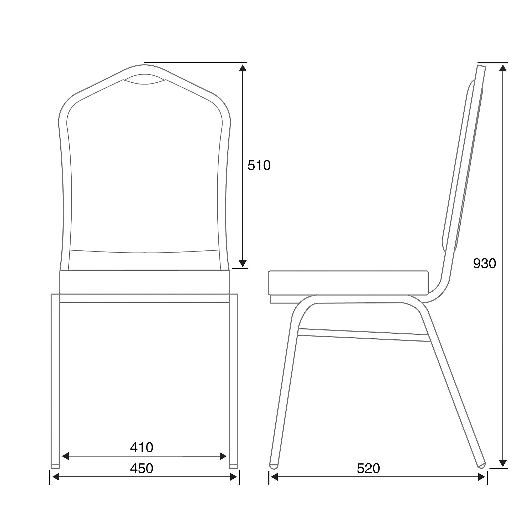 Standard size of online dining chair