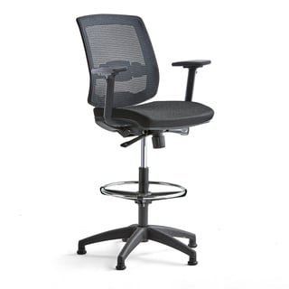Office chair STANLEY,high seat, with adjustable armrests, black