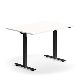 Výškově nastavitelný stůl QBUS, 1200x800 mm, černý rám, bílá