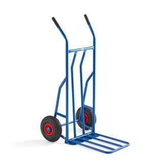 Wózek magazynowy JONES, udźwig 250 kg, koła pneumatyczne, niebieski