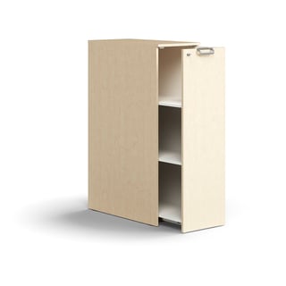 Lockable side cabinet QBUS, right-hand incl. handle, 1250x400x800 mm, birch