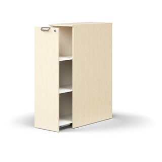Lockable side cabinet QBUS, left-hand incl. handle, 1250x400x800 mm, birch