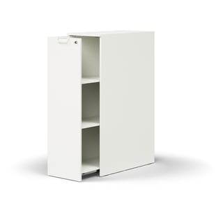 Lockable side cabinet QBUS, left-hand incl. handle, 1250x400x800 mm, white