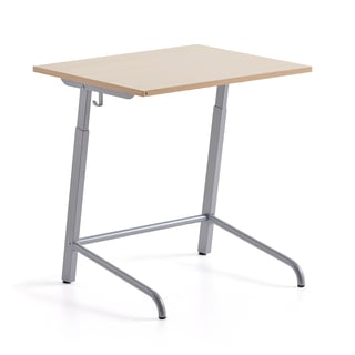 Student desk AXIOM, high pressure laminate, silver/birch