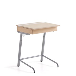 School desk AXIOM, sound absorbing linoleum, silver/beige