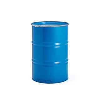 Metalinė statinė 216 litrų, OH 0,8, kietom medžiagom, mėlyna