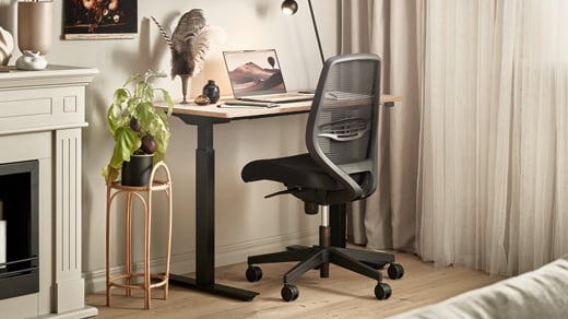 Home office with desk and office chair