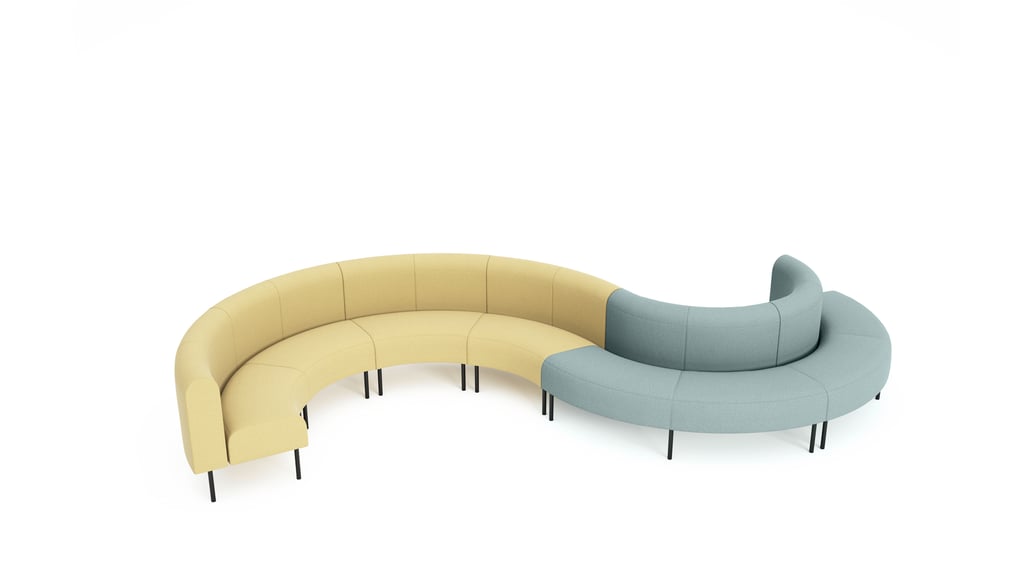 Påbyggbar sofa til offentlige miljøer i ulike farger