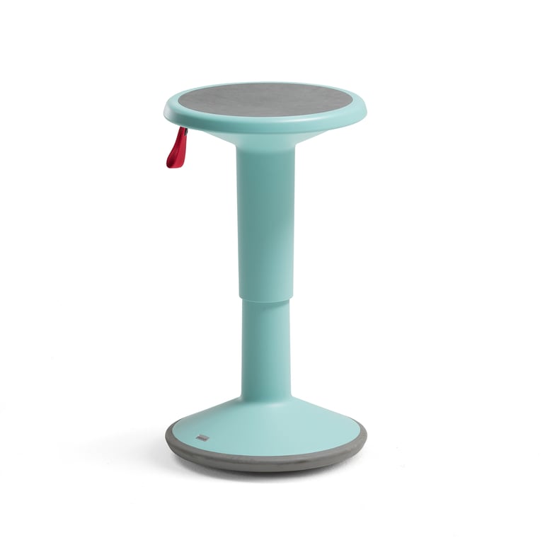 Turquoise wobble stool for active sitting