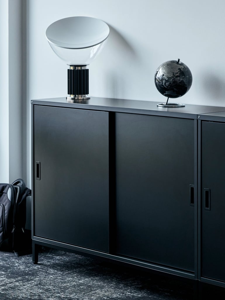 Black cabinet with sliding doors