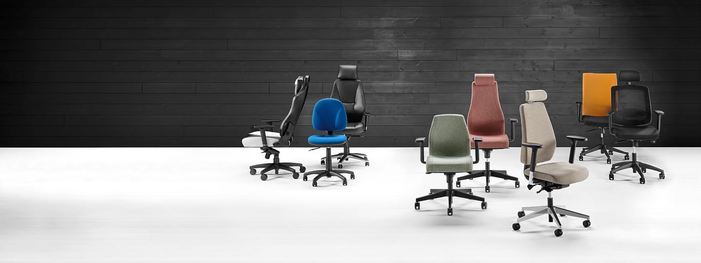 Různé typy kancelářských židlí