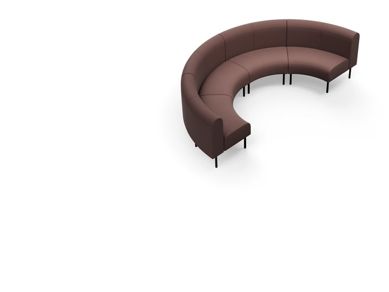 Half circle sectional sofa in burgundy fabric
