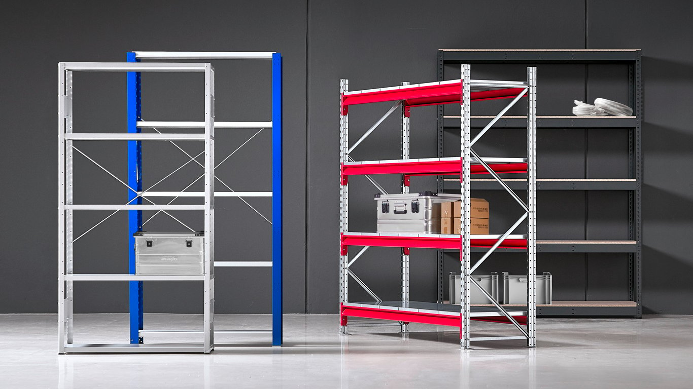 four different types of steel shelving system