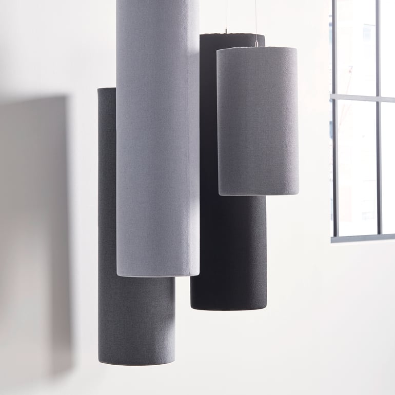 Sound absorbers that hang from the ceiling