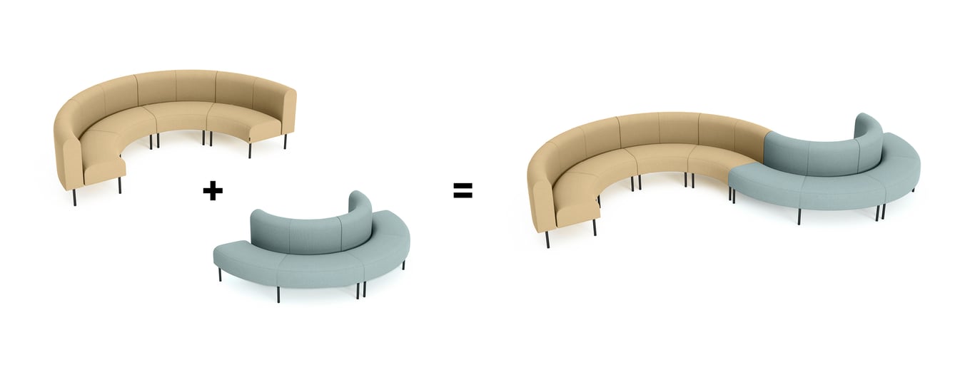 Diagram showing how to combine modular sofas