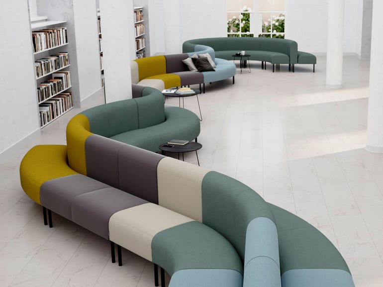 Sofa module that swings in different colors
