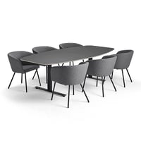 Dark grey meeting table with chairs
