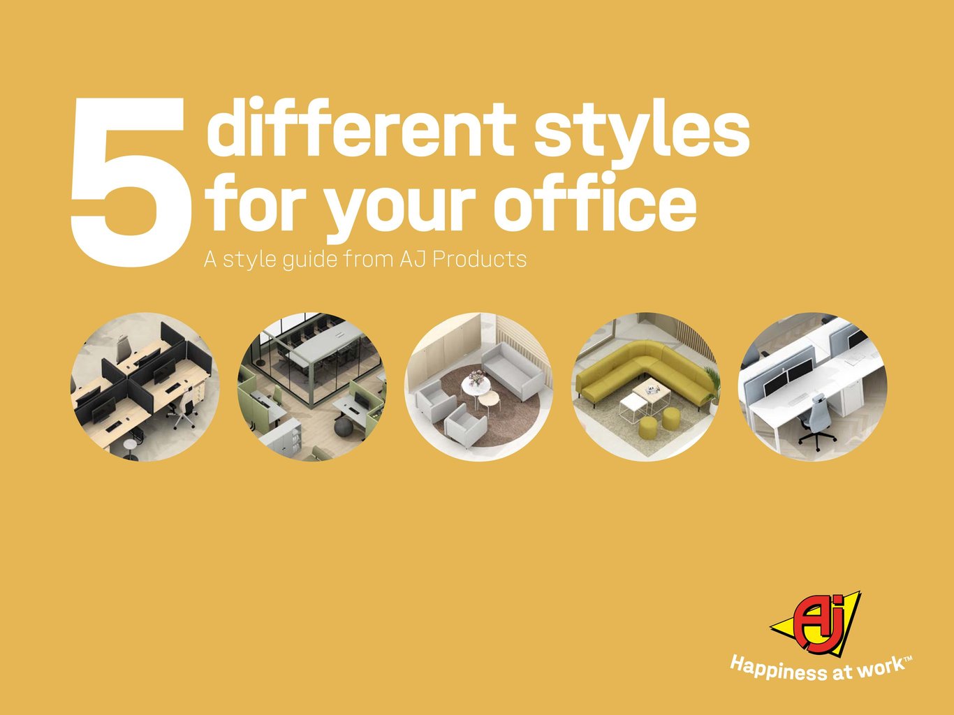Brochure cover showing 5 office designs