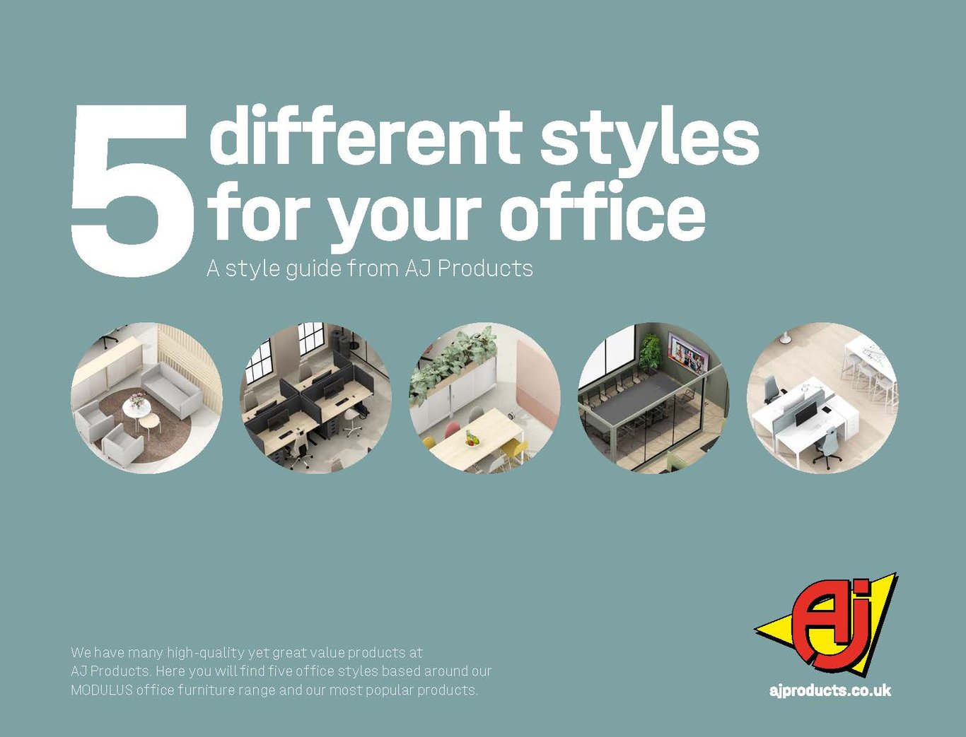 Brochure cover showing 5 office designs